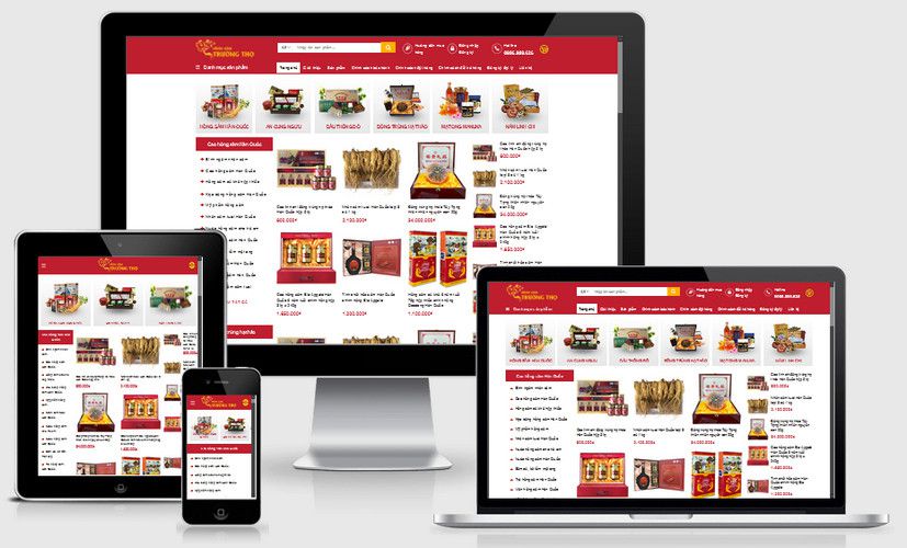 Mẫu website quà biếu nhân sâm linh chi